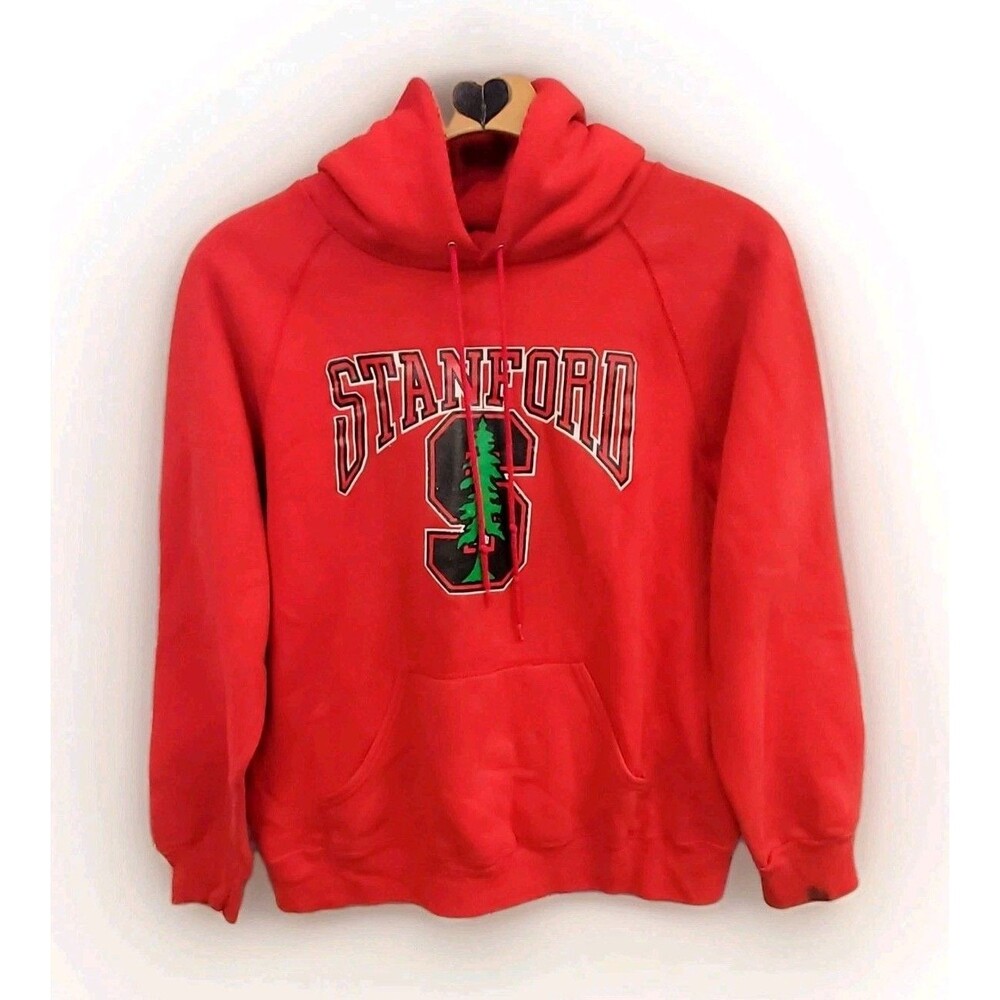 Vtg Stanford Hoodie Soffe Size XL 46"-48" Red Sweatshirt USA Redwood 'S' Emblem